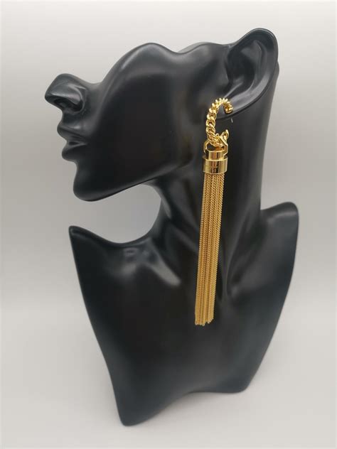 ysl tassel earrings gold|Saint Laurent Earrings for Women .